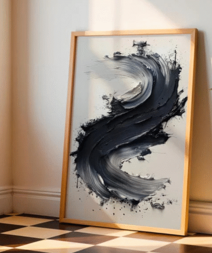 Dynamic Black Swirl Digital Print